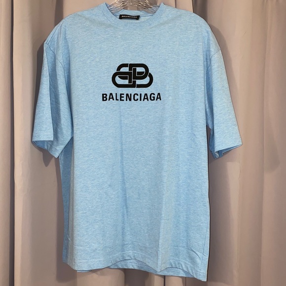 Balenciaga Shirts Balenciaga Logo Blue Tshirt Size S Poshmark